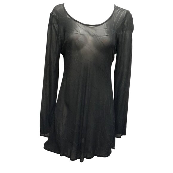 Ghost England Womens Medium Sheer Witchy Boho Etched Whimsigoth Tunic Top Black - Picture 1 of 8